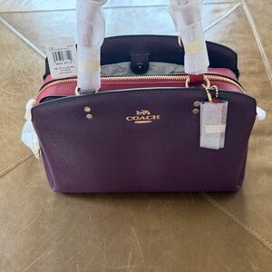 Coach Plum and Red Leather Satchel
